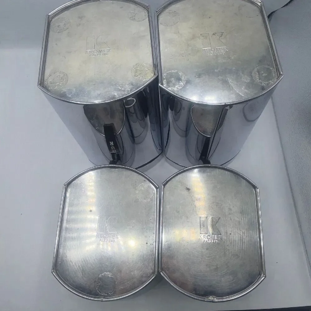KROMEX Vintage MCM Tin Kitchen Canisters-Set of 4